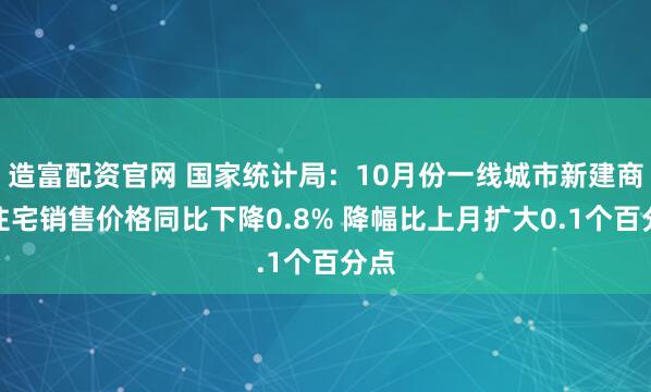 造富配资官网 国家统计局：10月份一线城市新建商品住宅销售价格同比下降0.8% 降幅比上月扩大0.1个百分点