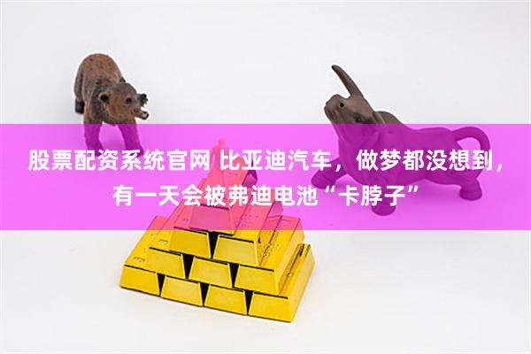 股票配资系统官网 比亚迪汽车，做梦都没想到，有一天会被弗迪电池“卡脖子”